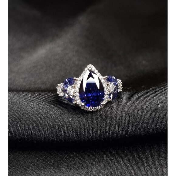 Tanzanite 925 Sterling Silver Ring Size 8.25 Elegant Design - Picture 4 of 4